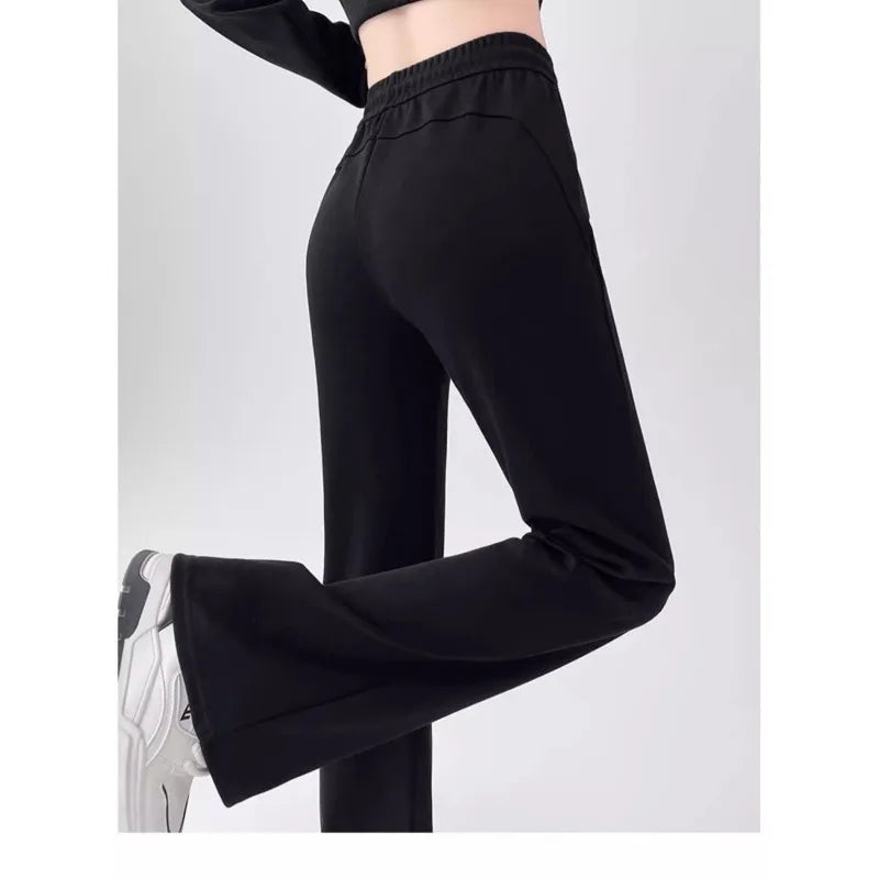 Gray High Waist Flared Sweatpants