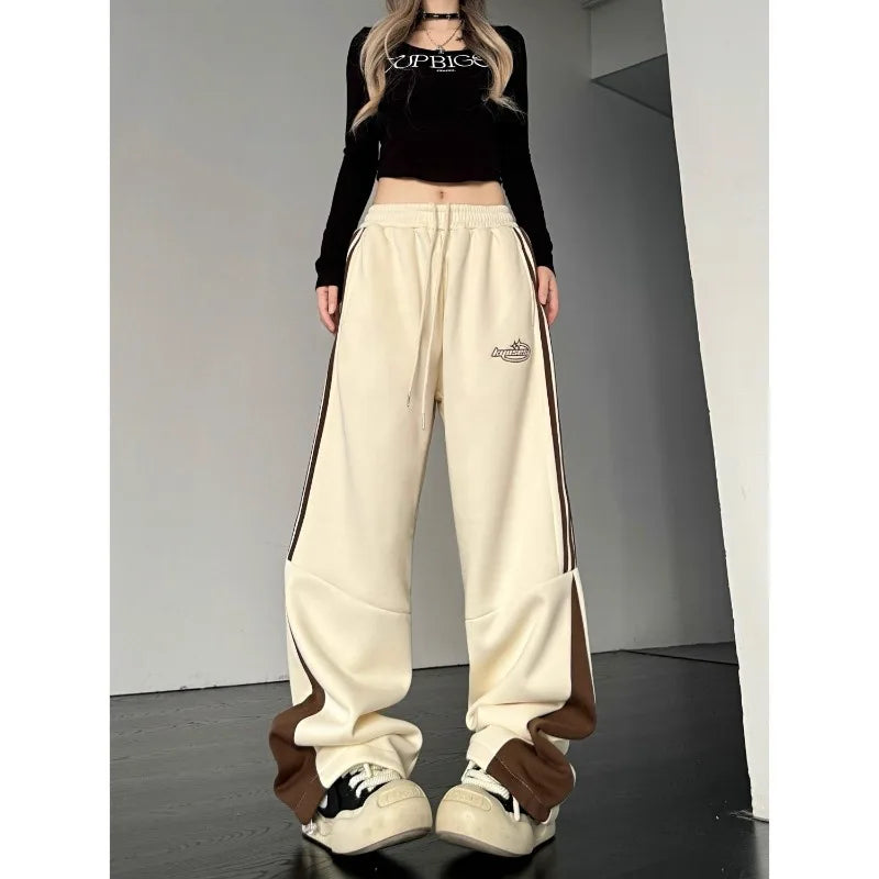 Striped Cargo Sweatpants Casual Pants white / M