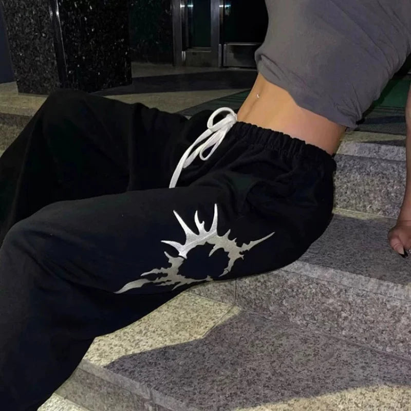 High Waist Drawstring Sun Graphic Baggy Sweatpants 6