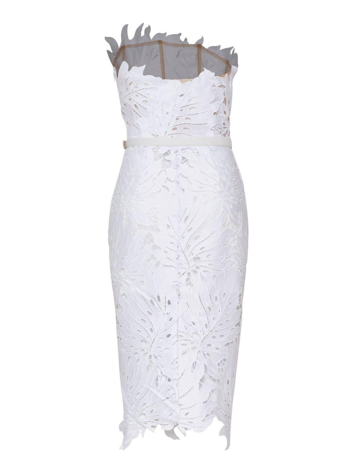 Despina White Lace Midi Dress - View 7
