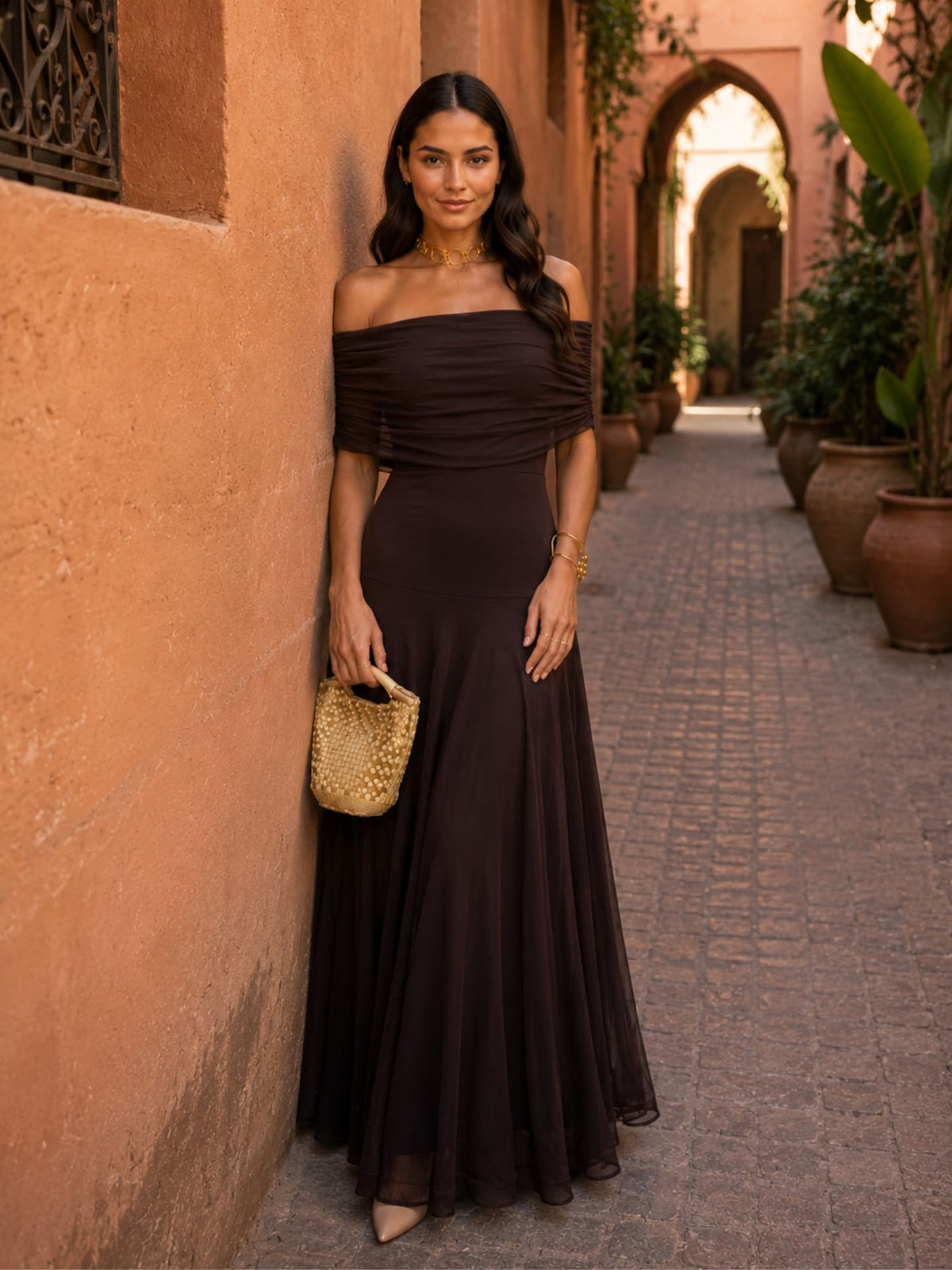 One Shoulder Draped Ruched Maxi Gown 6