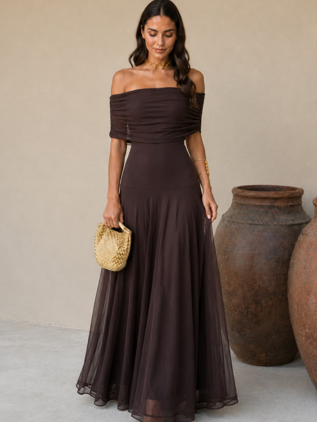 One Shoulder Draped Ruched Maxi Gown 13