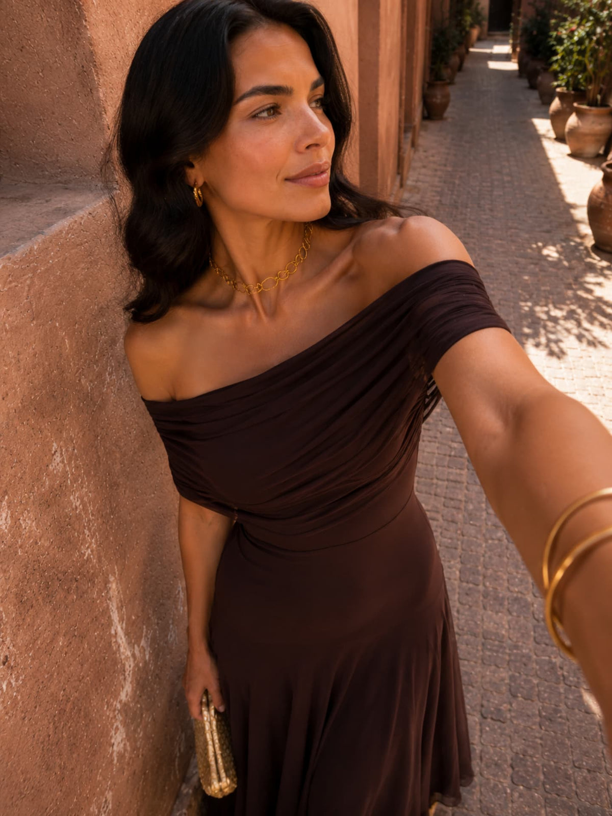 One Shoulder Draped Ruched Maxi Gown 7