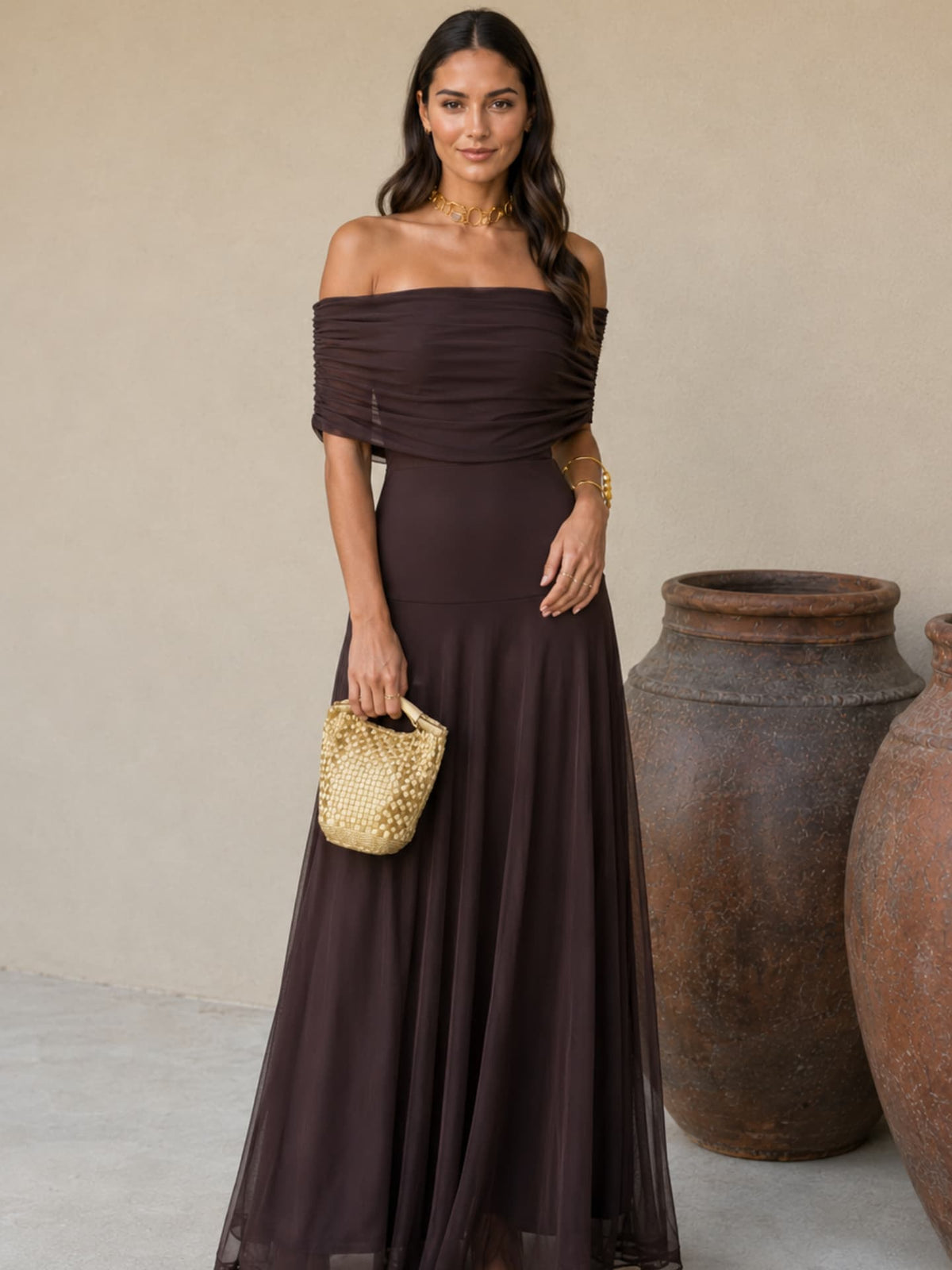 One Shoulder Draped Ruched Maxi Gown 10