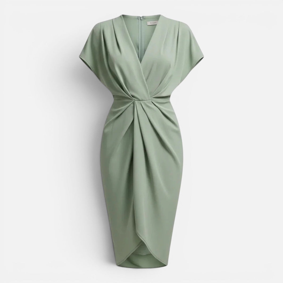 V-Neck Twist Front Draped Wrap Midi Dress 8