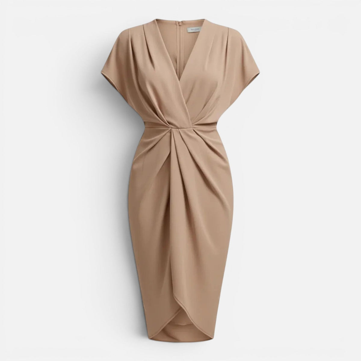 V-Neck Twist Front Draped Wrap Midi Dress 4