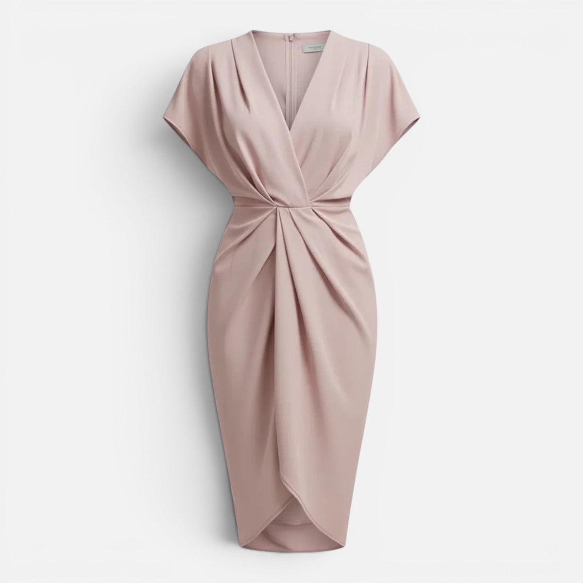 V-Neck Twist Front Draped Wrap Midi Dress 7