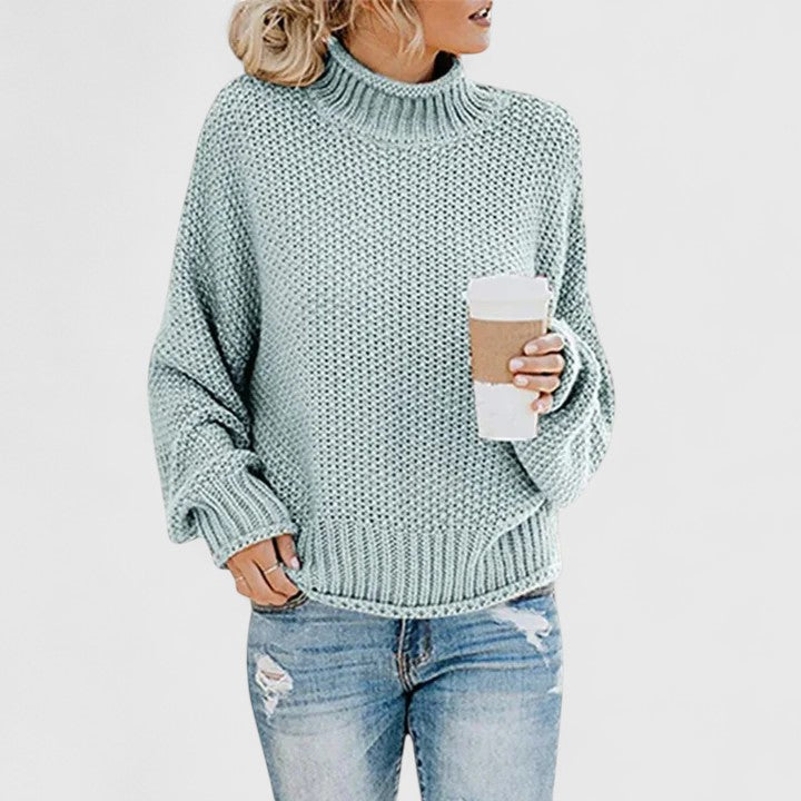 Turtleneck Long Sleeve Chunky Knit Sweater 9