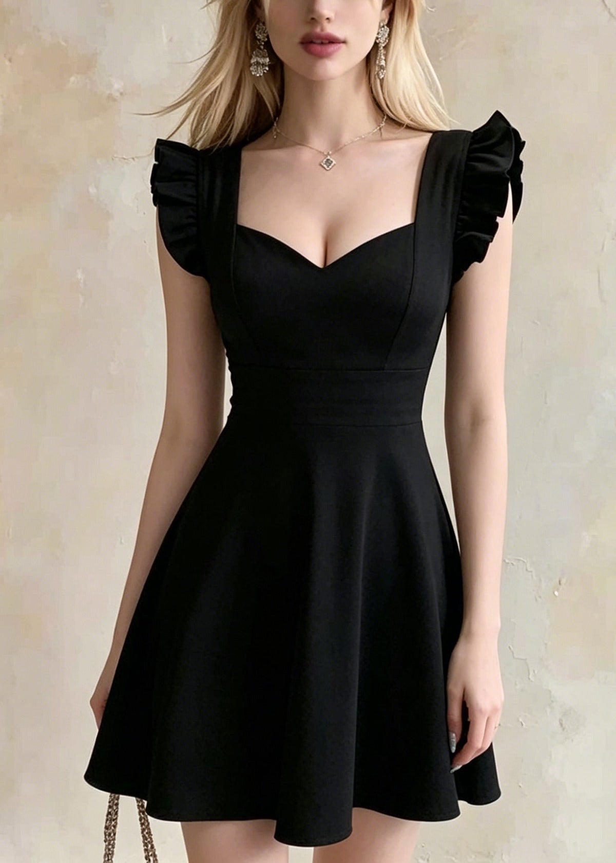 Sweetheart Bustier Ruffle Strap Panel Waist A-Line Mini Dress - View 5