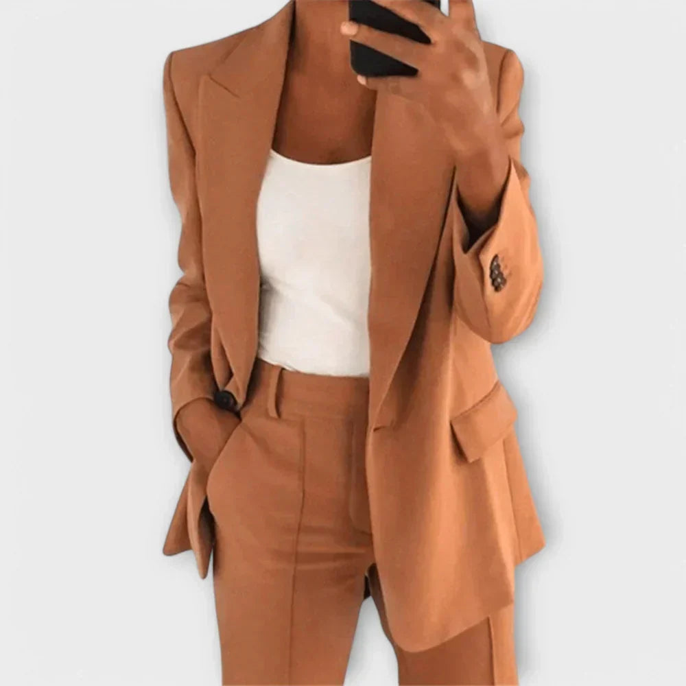 Long Sleeve Blazer and Straight Leg Pants Two Piece Set 4