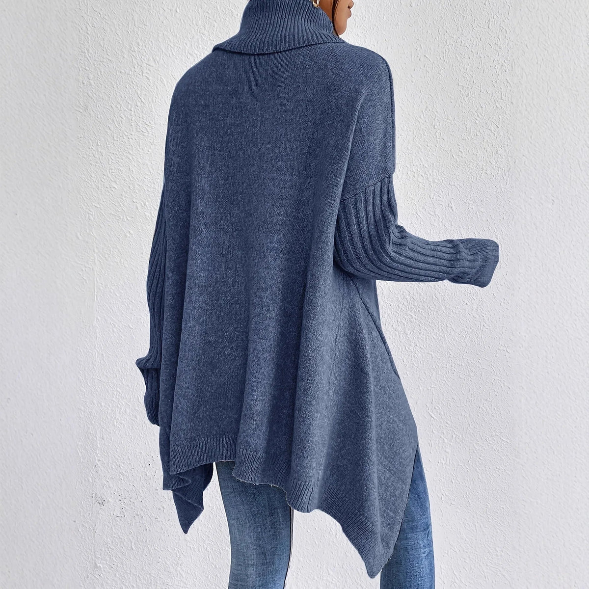 Turtleneck Long Sleeve Oversized High Low Sweater 6