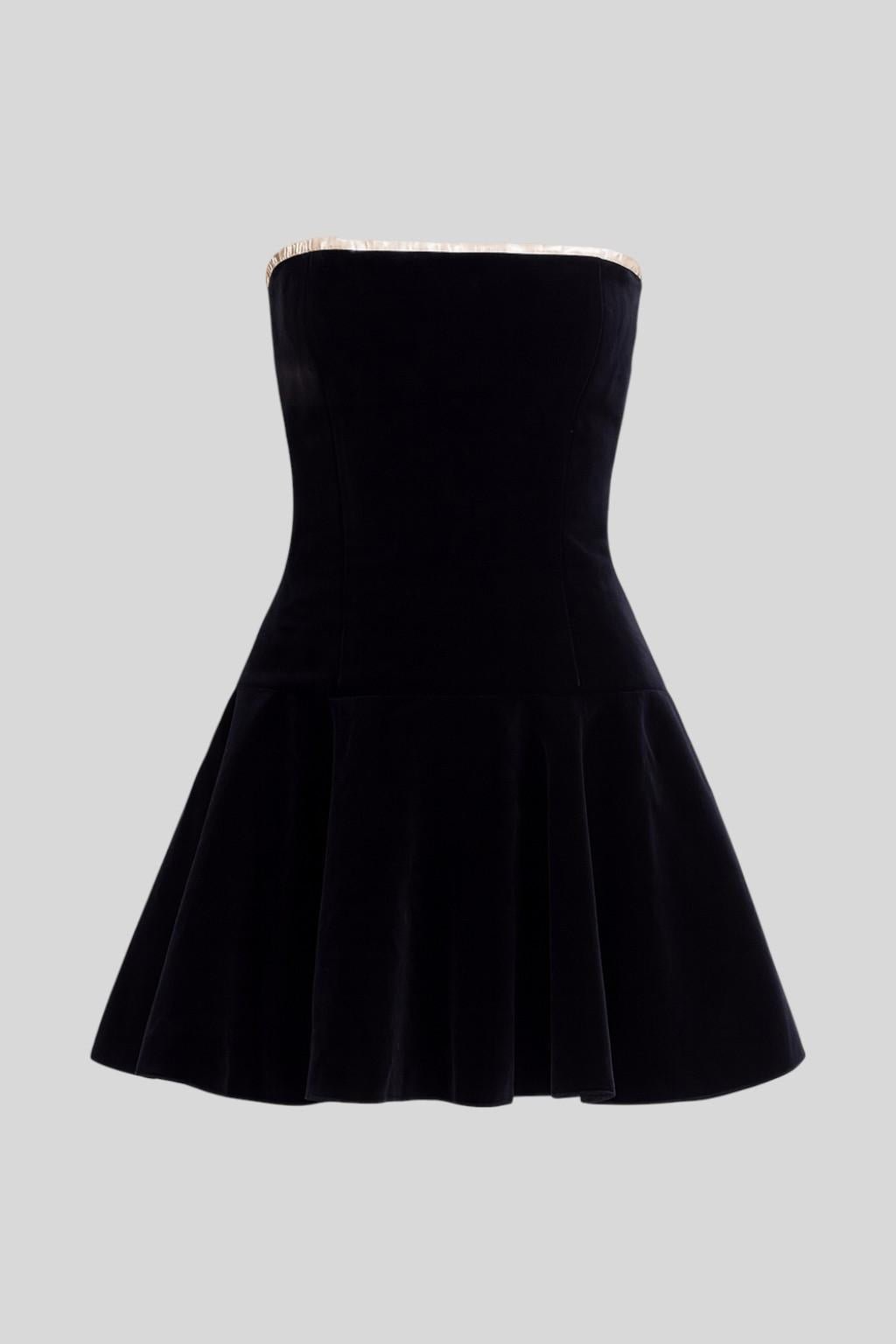 Strapless Pearl Trim Drop Waist Flare Mini Dress 3
