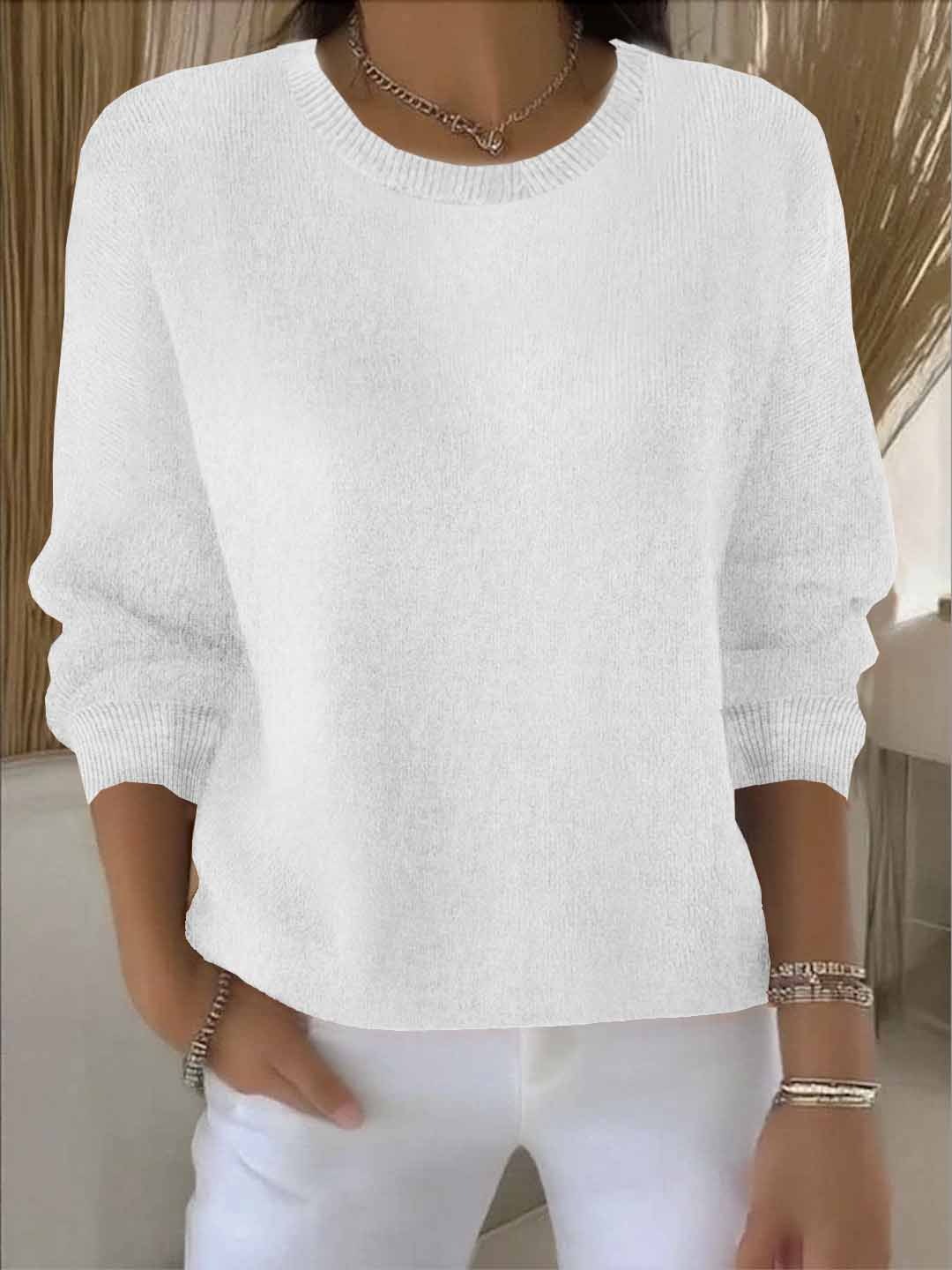 Crew Neck Drop Shoulder Oversized Sweater