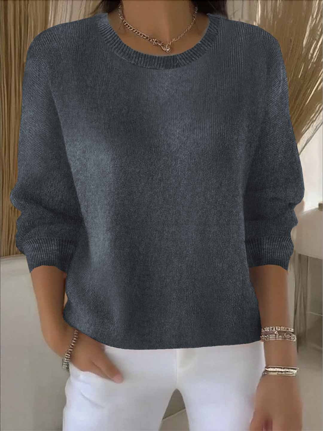 Crew Neck Drop Shoulder Oversized Sweater 4