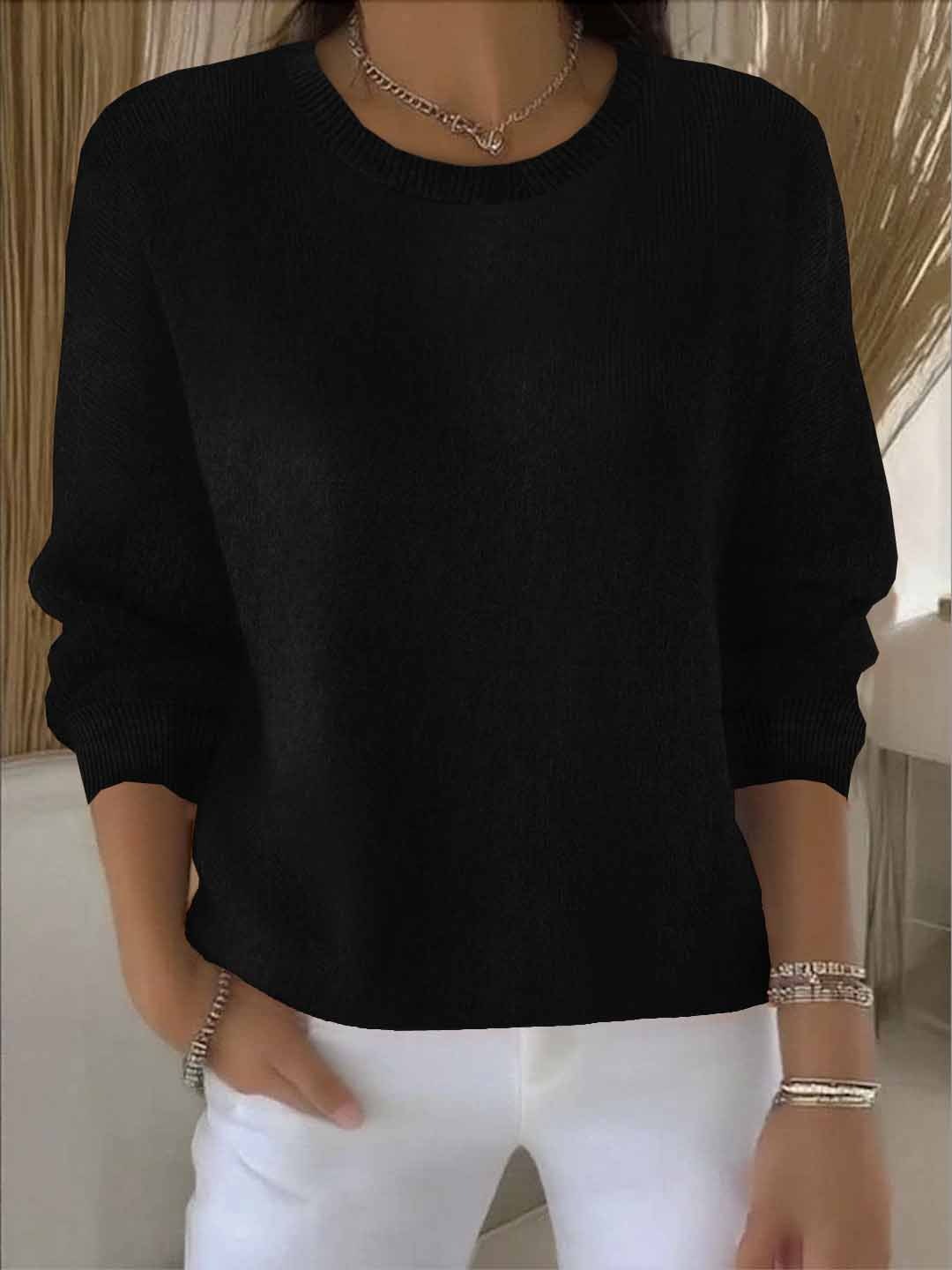 Crew Neck Drop Shoulder Oversized Sweater 5