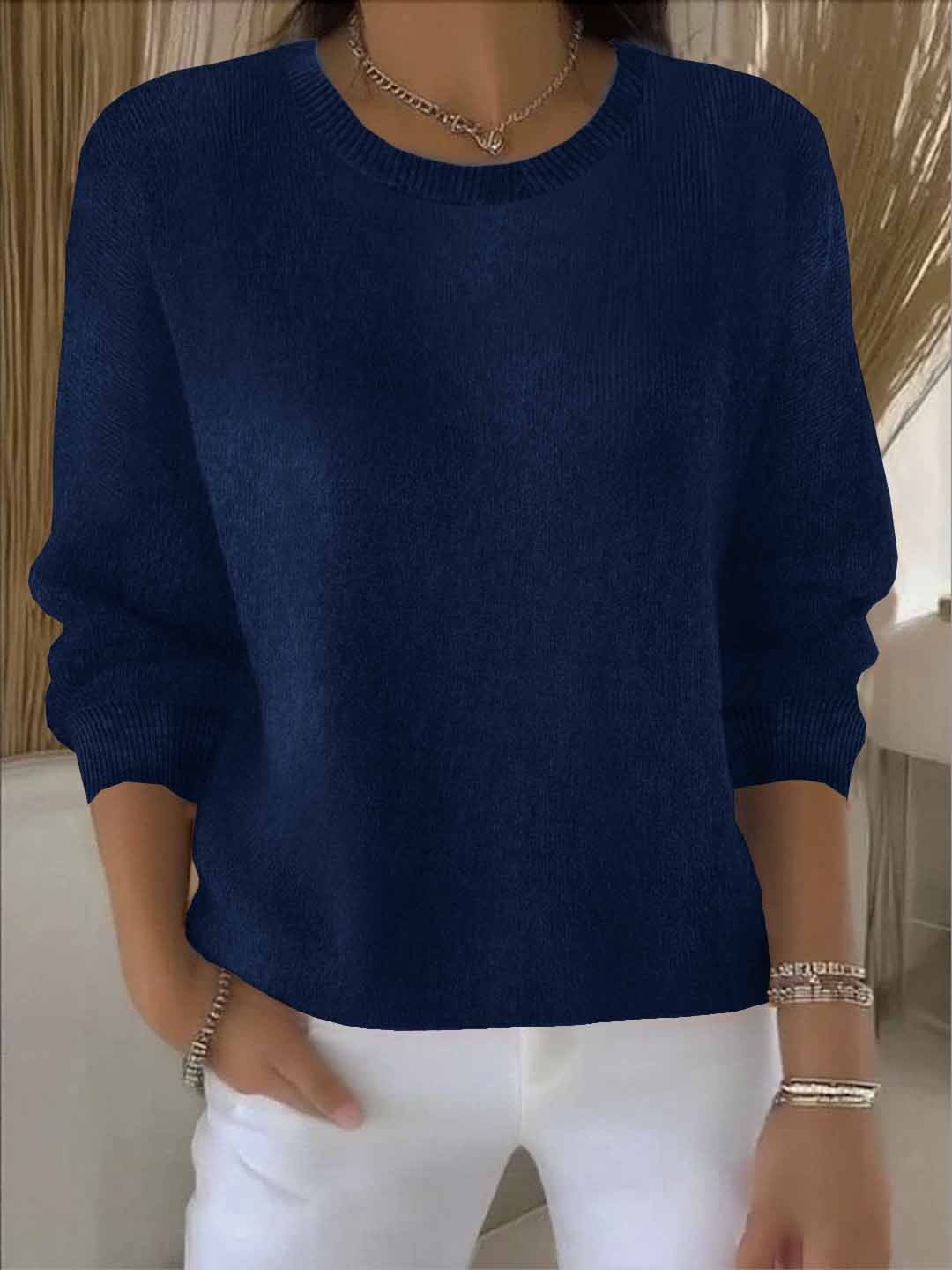 Crew Neck Drop Shoulder Oversized Sweater 9