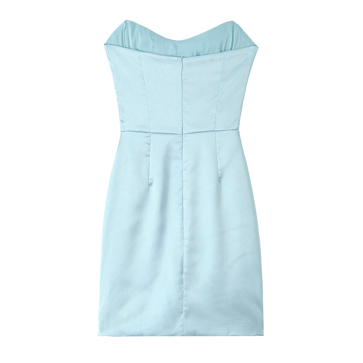 Strapless Cowl Neck Ruched Draped Bodycon Mini Dress - View 4