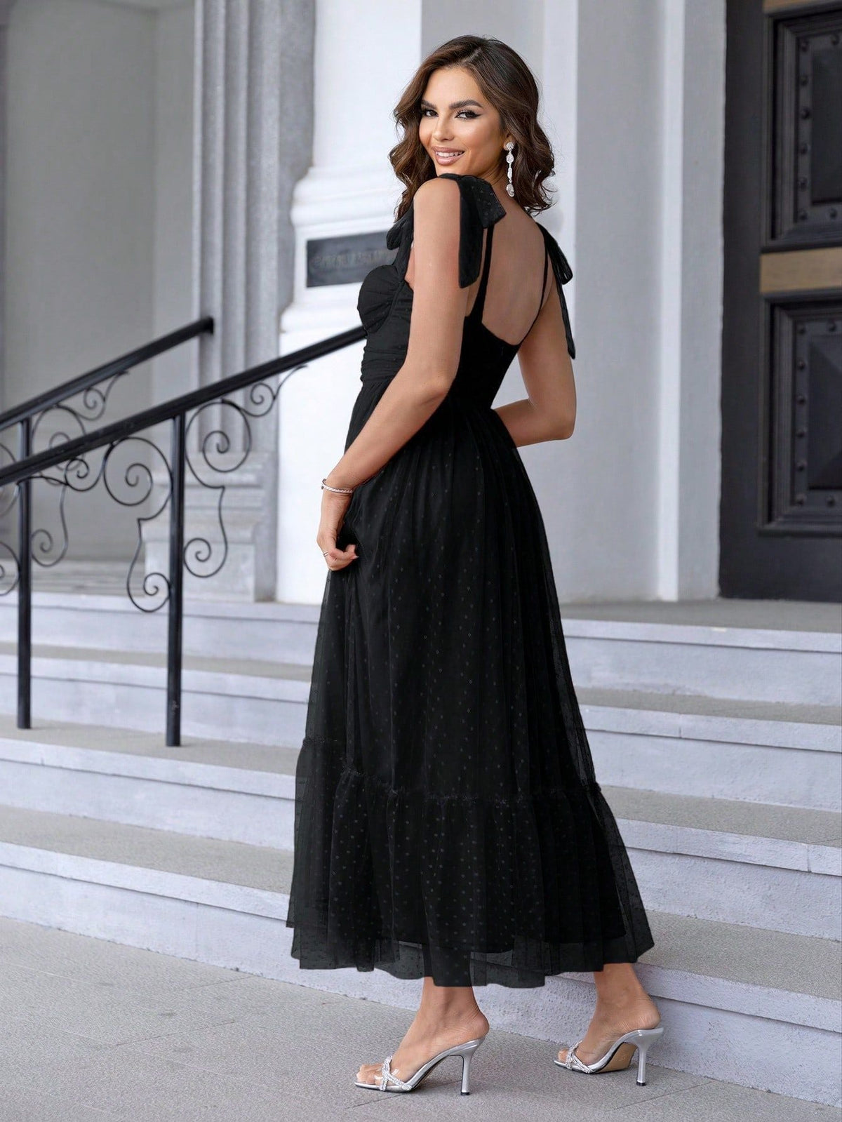 Velvet Square Neck Short Sleeve Mini Dress - View 2