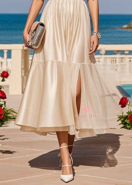 Off Shoulder Ruffle Flounce Waistband Pleated Midi Dress - View 4