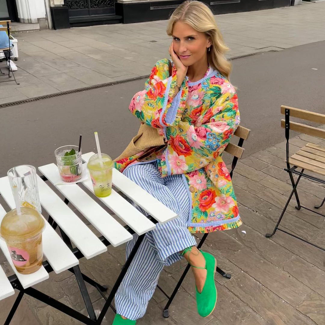 Floral Quilted Open Front Jacket 2