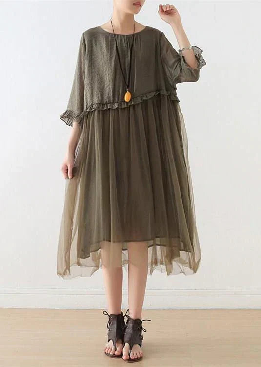 2022 Blue Tulle Maxi dresses patchwork chiffon Summer Dresses - View 3