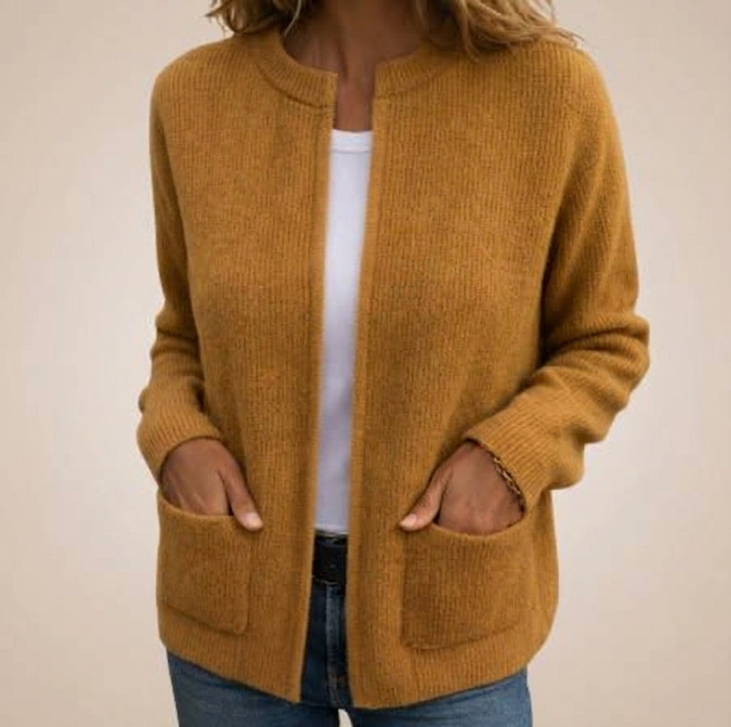 Ribbed Open Front Patch Pocket Cardigan 6