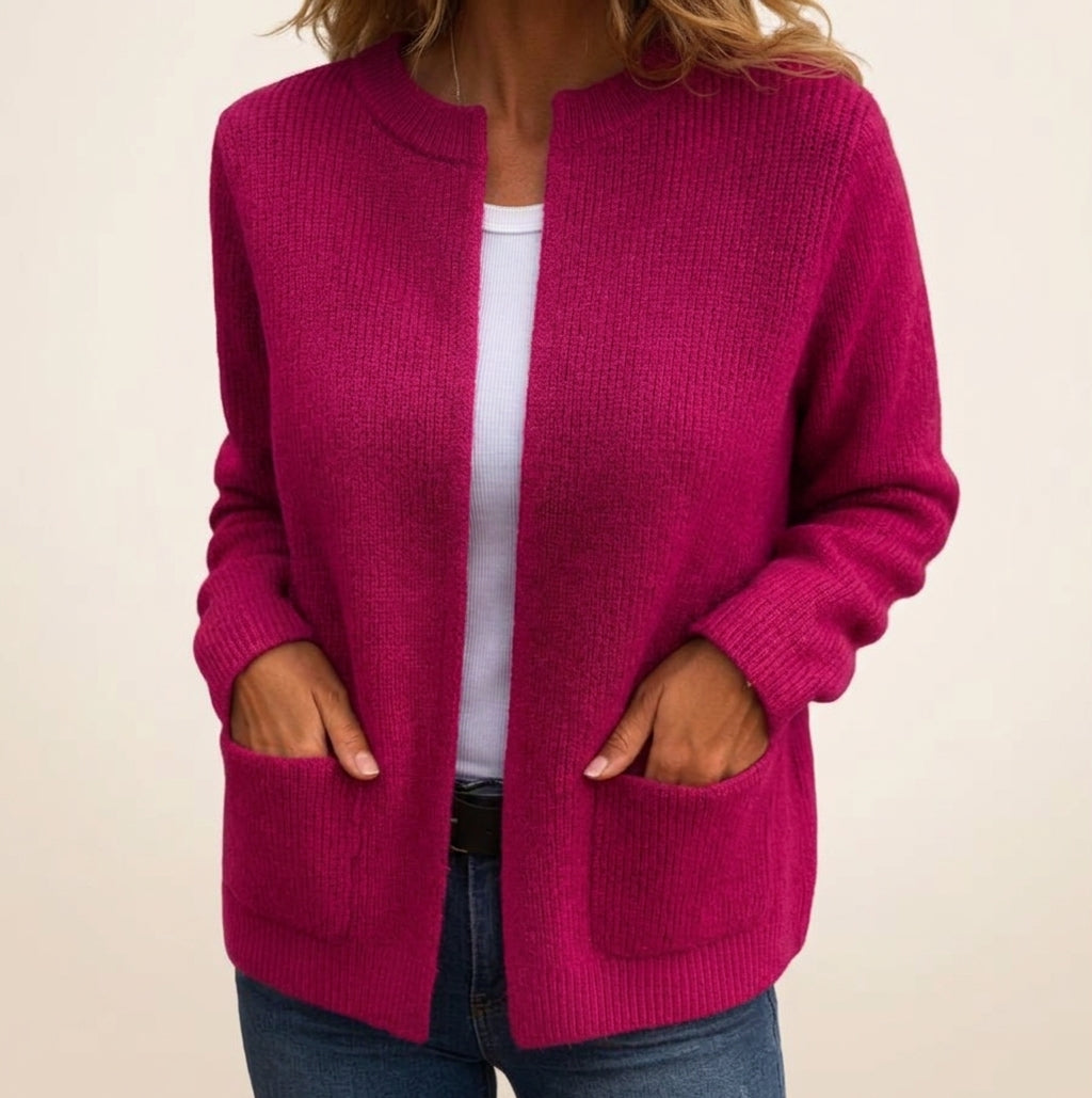 Ribbed Open Front Patch Pocket Cardigan 5