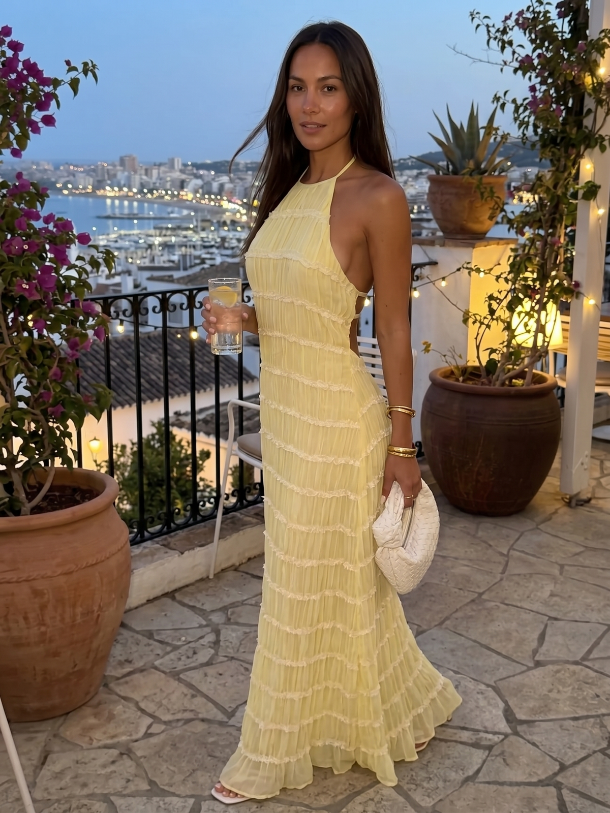 Textured Halter Neck Sleeveless Column Maxi Dress 14