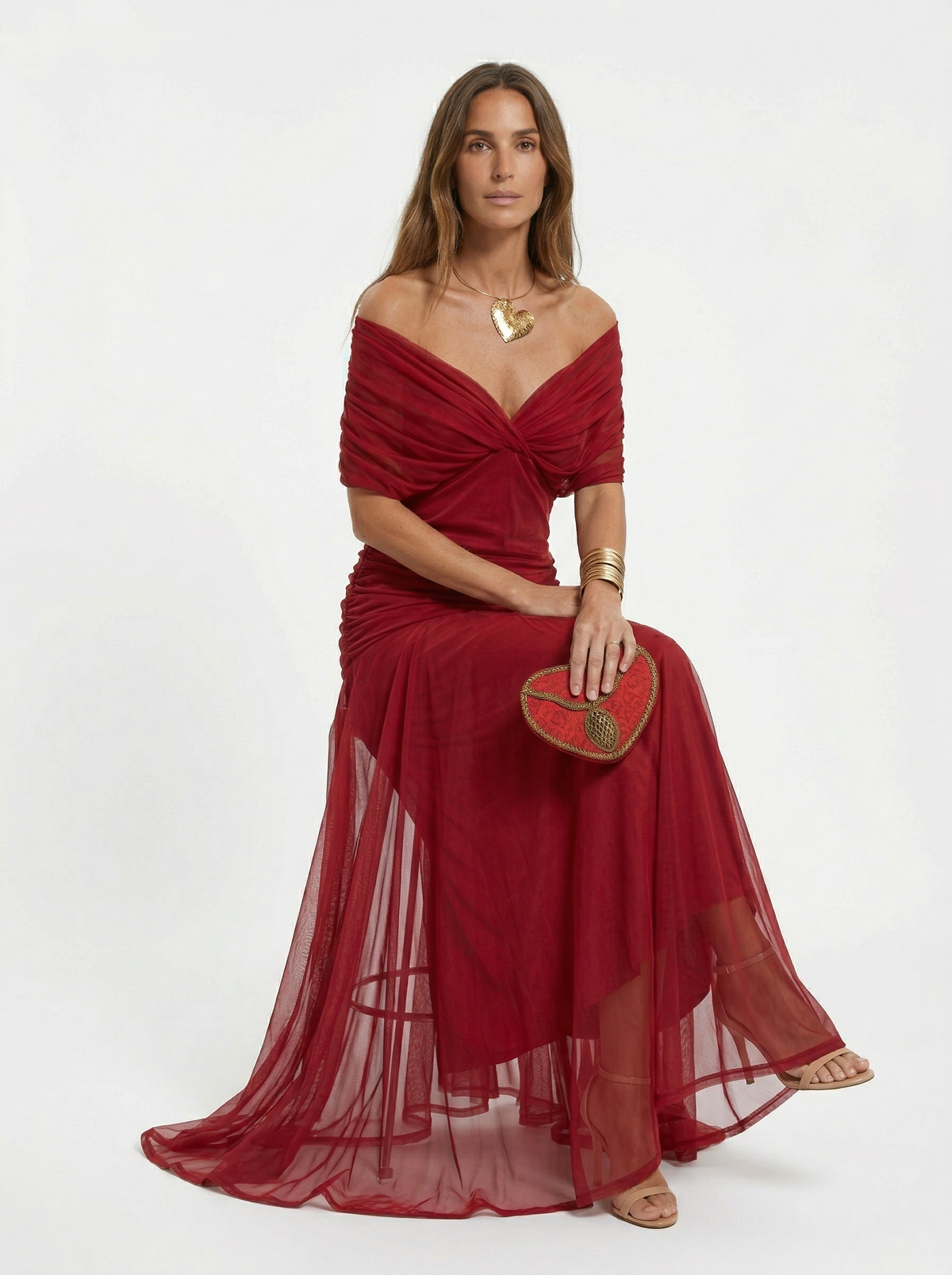 Floral Chiffon Off Shoulder Ruched Wedding Guest Dress 11