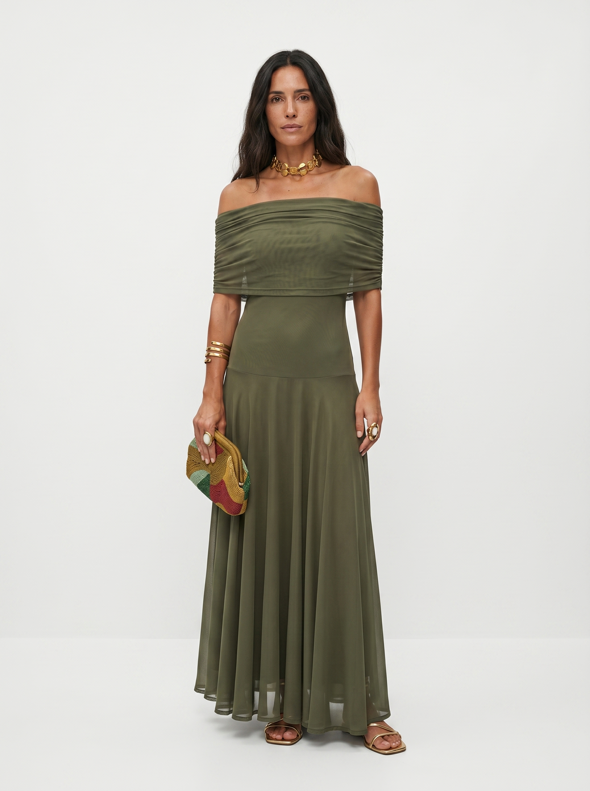 Abstract Print Chiffon One Shoulder Ruched Maxi Gown 18