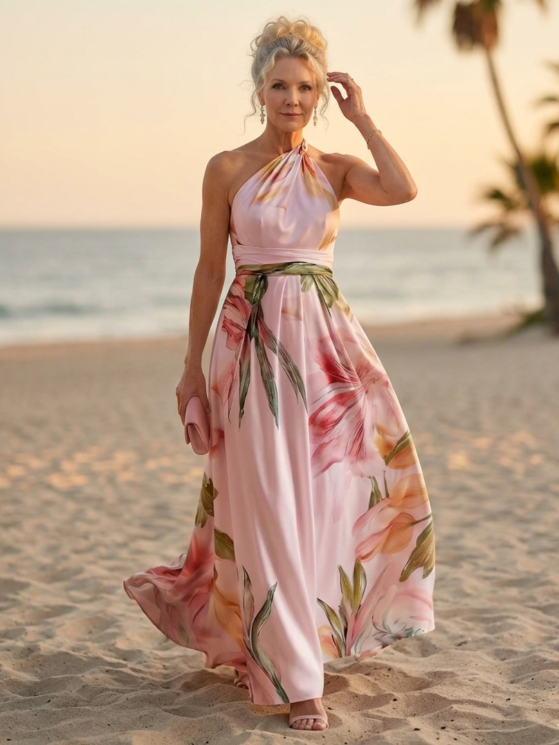 Floral One Shoulder Belted Maxi Dress 2