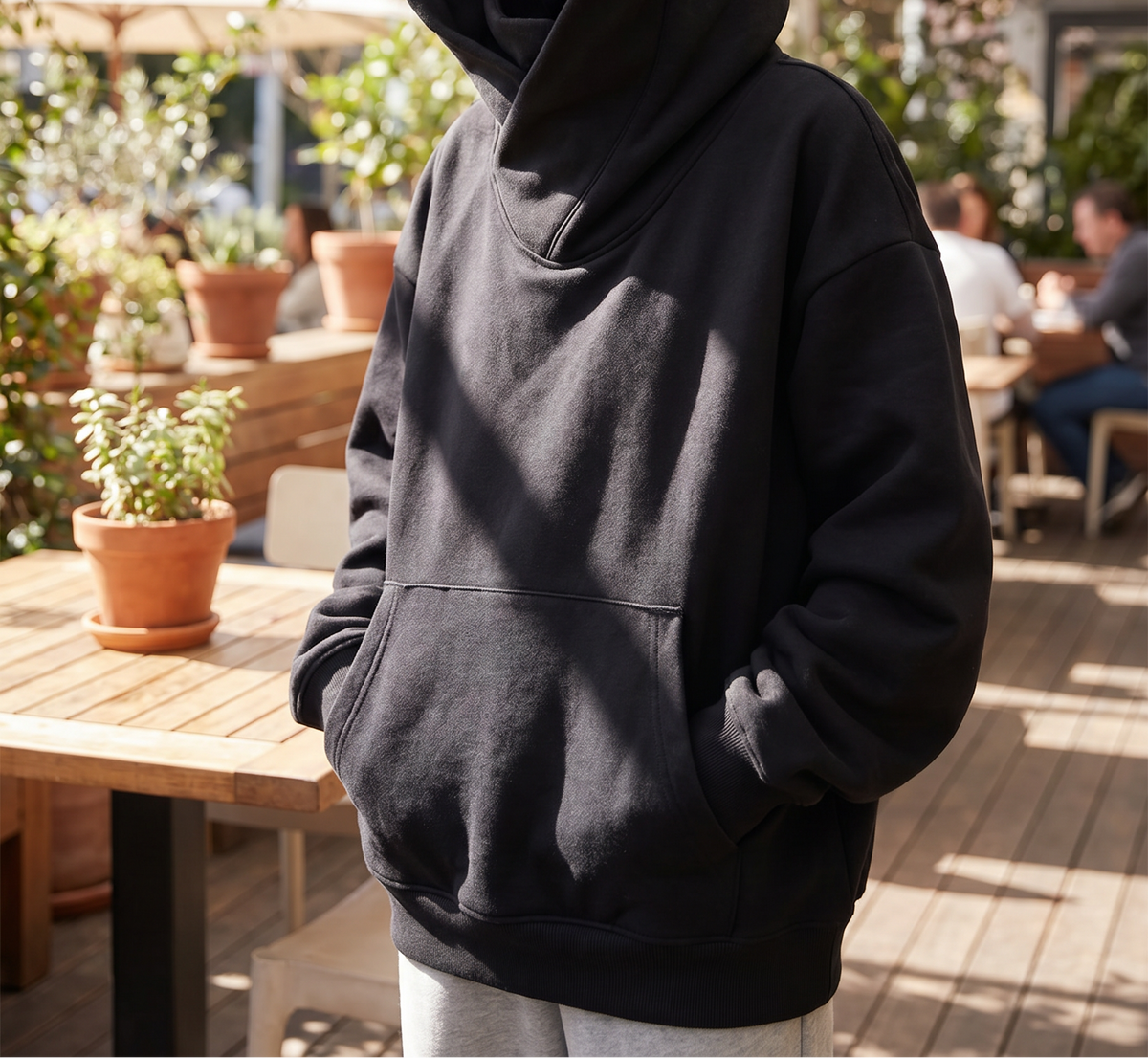 Oversized Drop Shoulder Kangaroo Pocket Hoodie