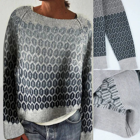 Boat Neck Raglan Sleeve Honeycomb Knit Sweater 3