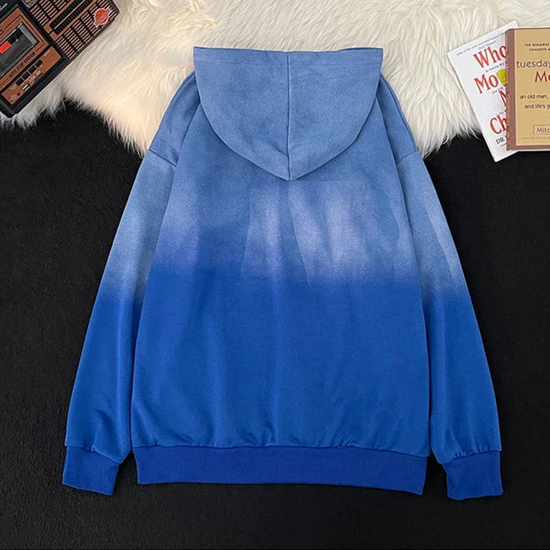 Gradient Letter Print Hip Hop Hoodie