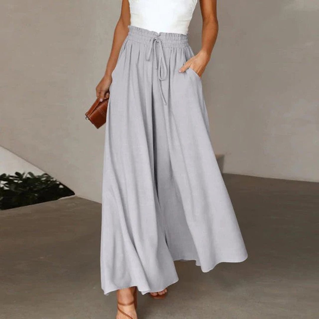 Strapless Smocked Top and Wide Leg Drawstring Pants Two Piece Set 5