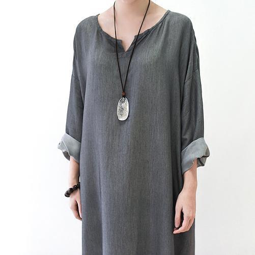 Gray Silk Dresses Fall Maxi Dress Long Sleeve Maxi Dress - View 5