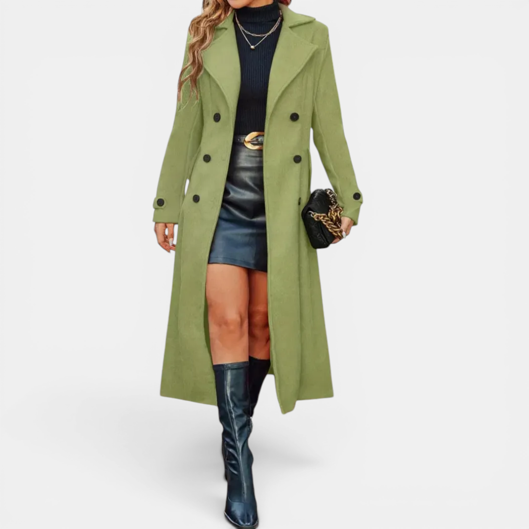 Double Breasted Notch Lapel Longline Coat 4