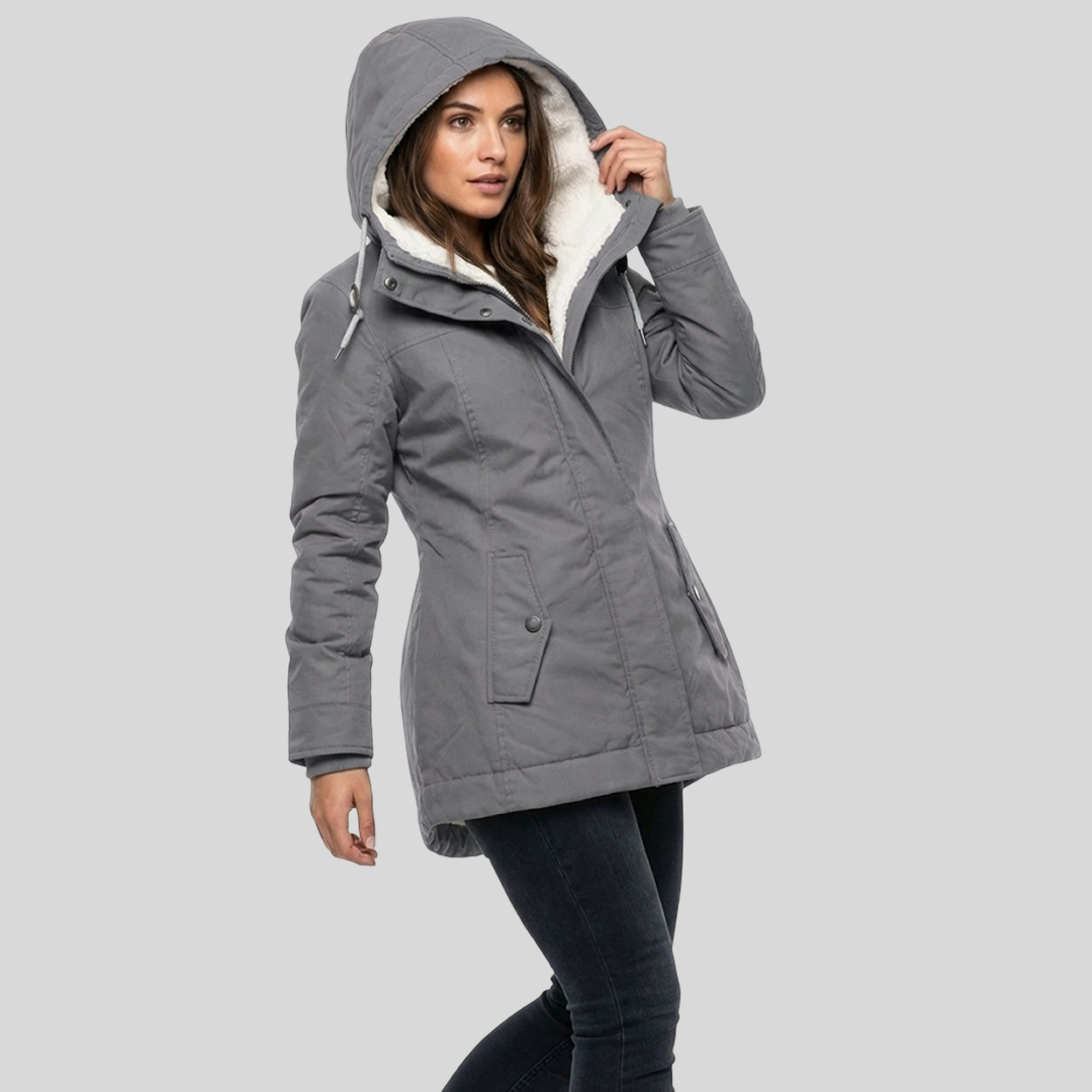 Hooded Sherpa Lined Zip Front Parka Jacket 3