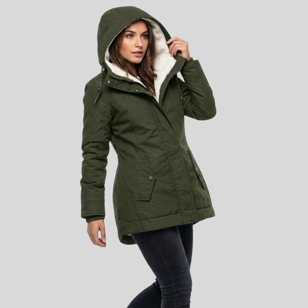Hooded Sherpa Lined Zip Front Parka Jacket 4