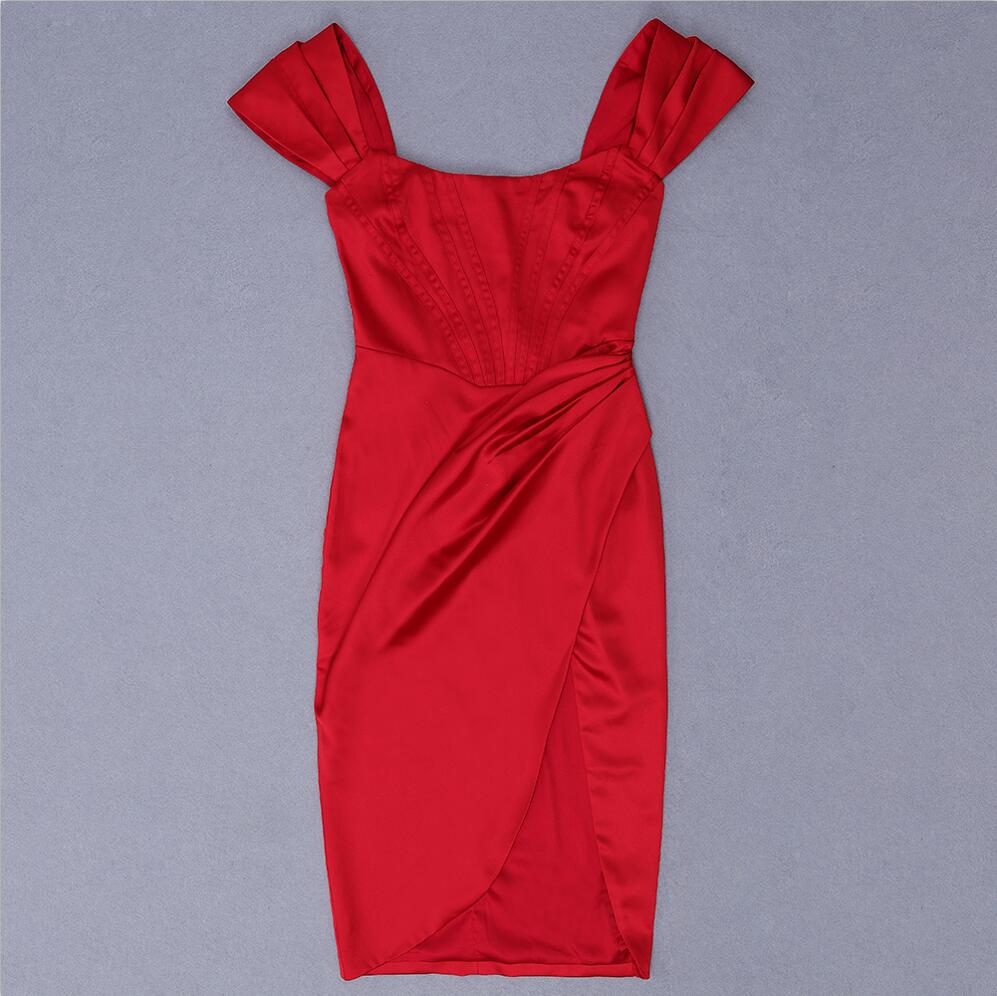 Satin Off Shoulder Sweetheart Corset High Split Bodycon Mini Dress - View 24
