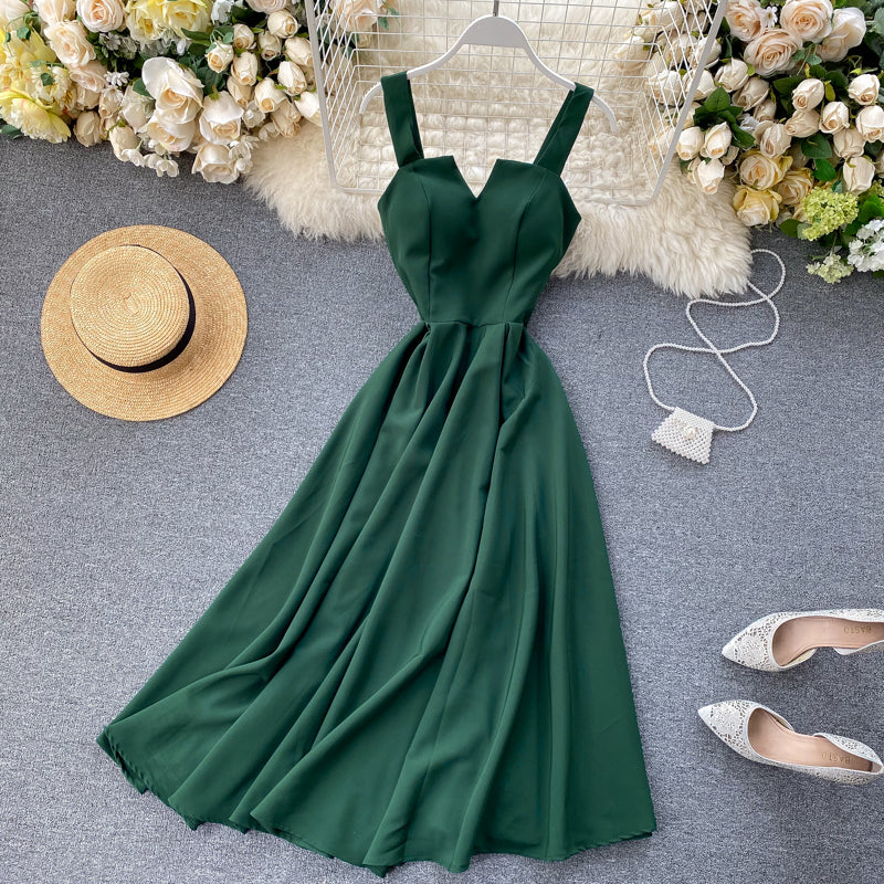 Sleeveless Sweetheart Wide Strap A-Line Midi Cocktail Dress 26