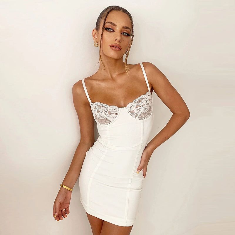 Lace Cup Bustier Ruched Bodycon Mini Dress - View 2