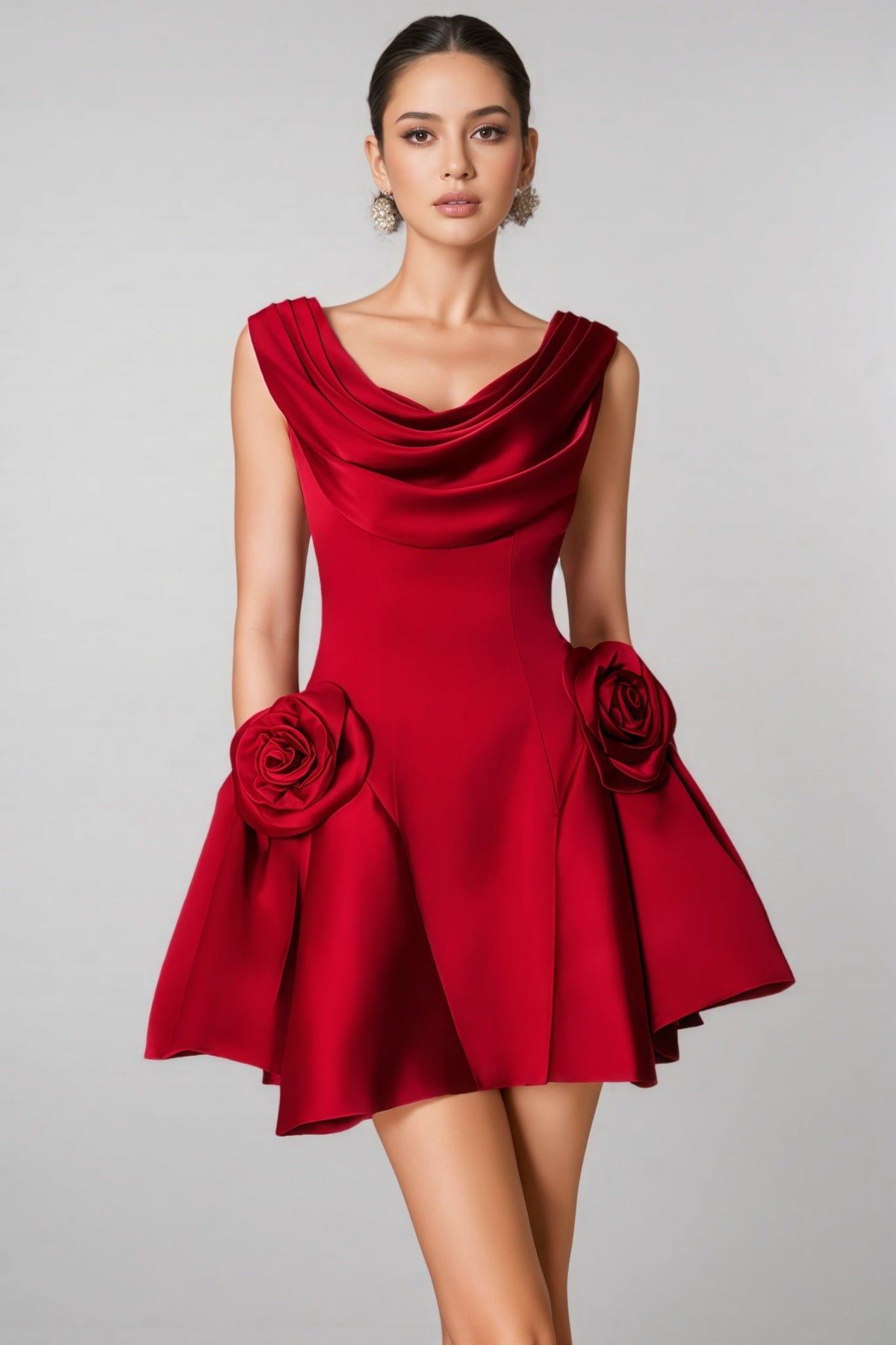 Icarusa Flared Cowl Neck Silk Mini Dress - View 5