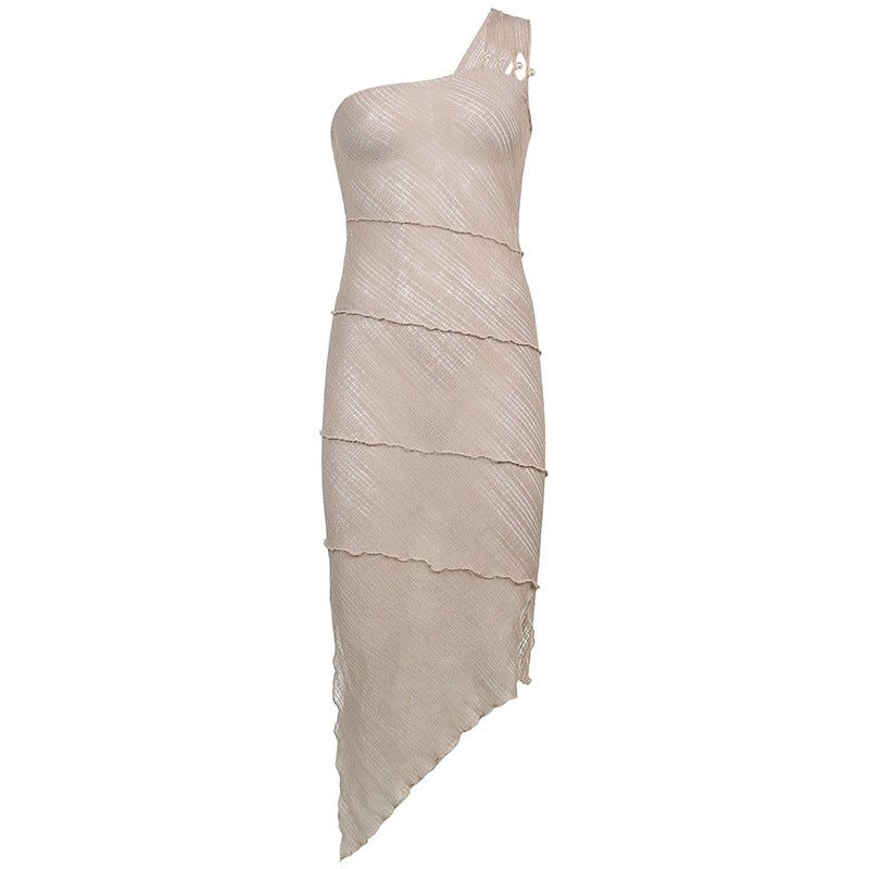 On Vacay One Shoulder Backless Pearl Dress - View 8