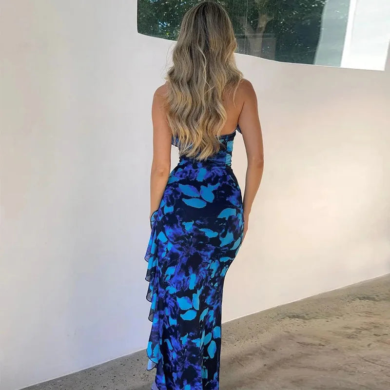 Halter-Neck Lace Maxi Dress