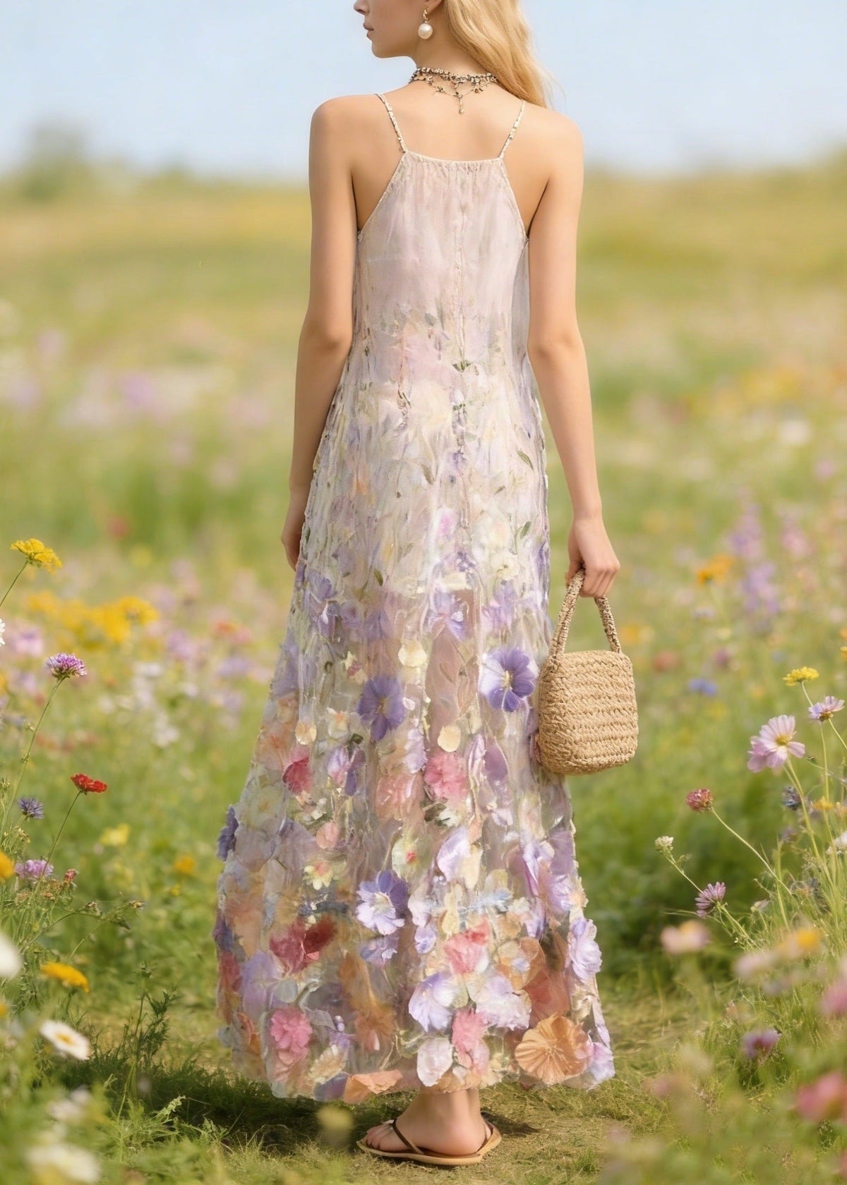 Handmade Floral Tulle Spaghetti Strap Dress Dresses Summer - View 2