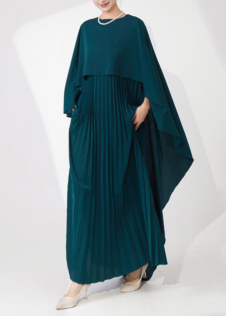 Cape Overlay Pleated Chiffon Maxi Party Dress - View 2