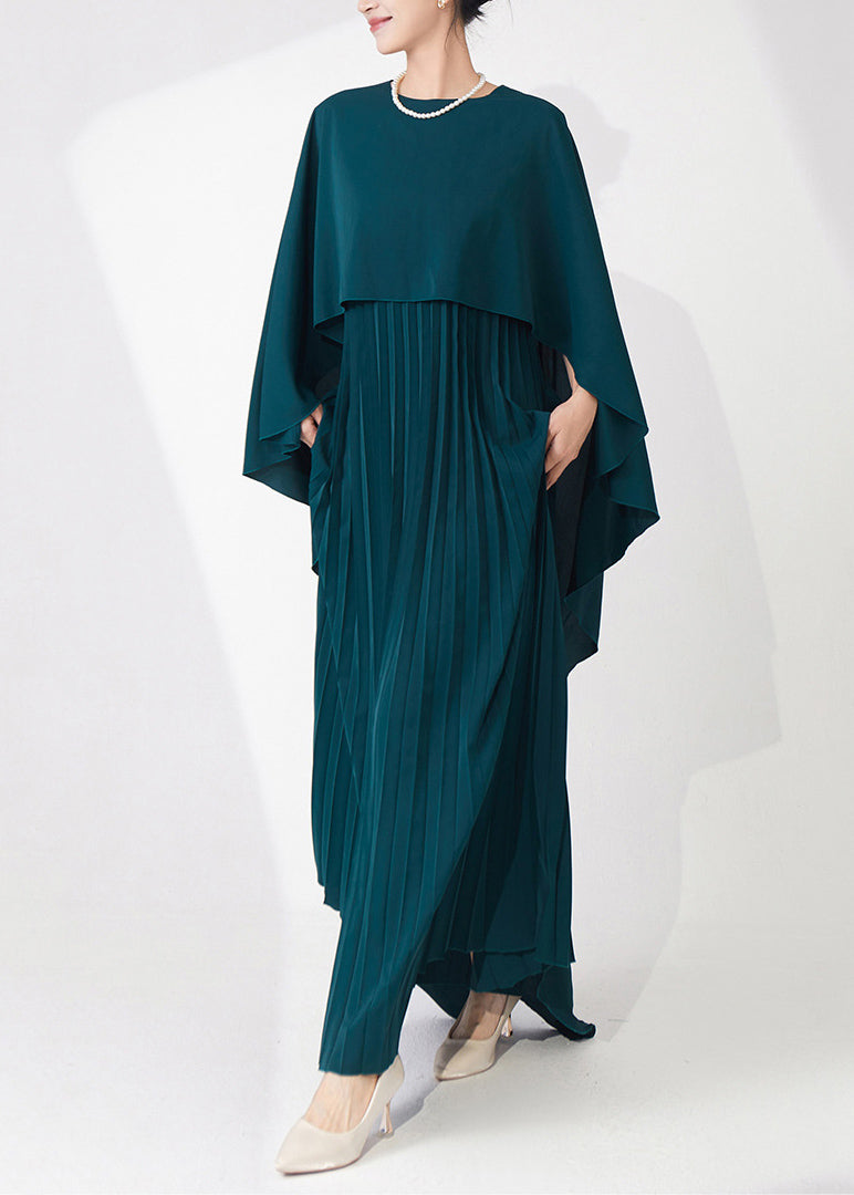 Cape Overlay Pleated Chiffon Maxi Party Dress - View 4