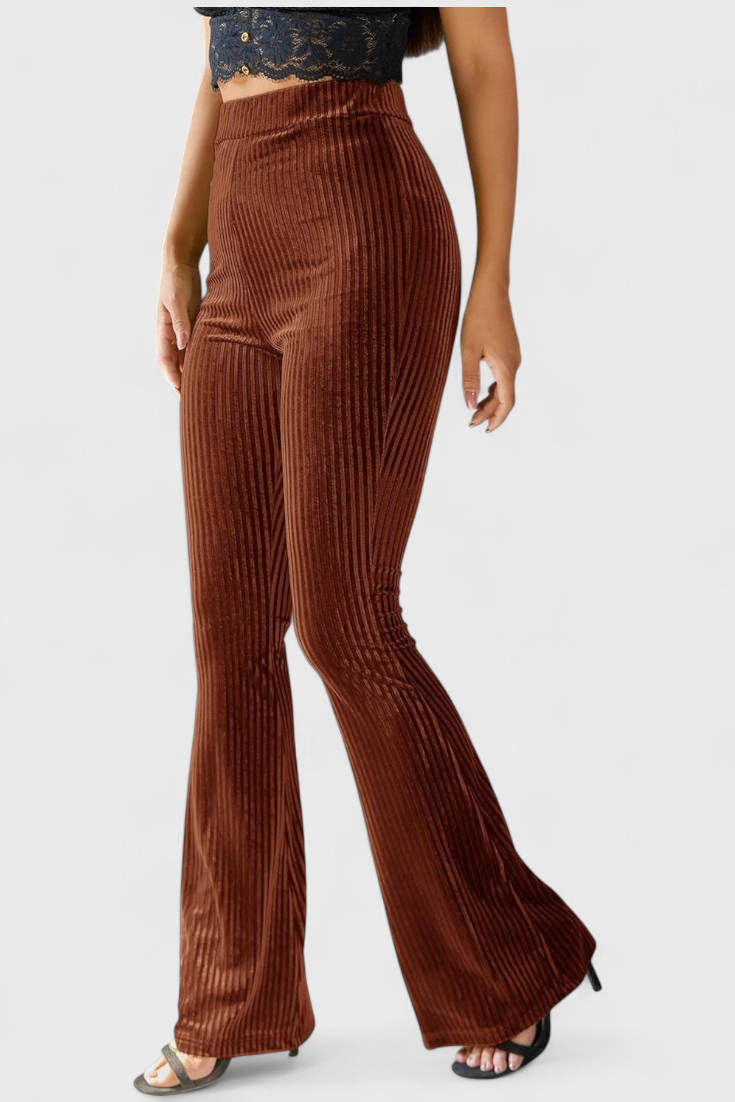Ribbed Velvet High Waist Flare Pants 4