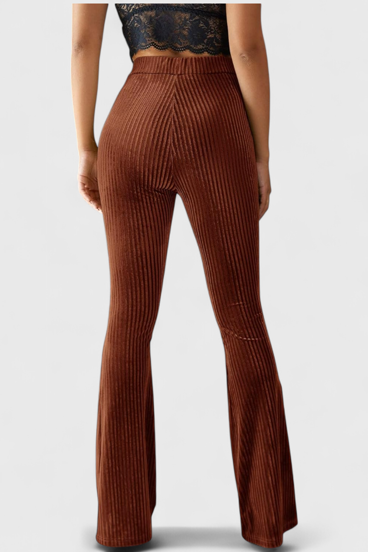 Ribbed Velvet High Waist Flare Pants 6